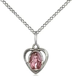 [5401EPSS/18SS] Sterling Silver Miraculous Heart w/Epoxy Pendant on a 18 inch Sterling Silver Light Curb chain