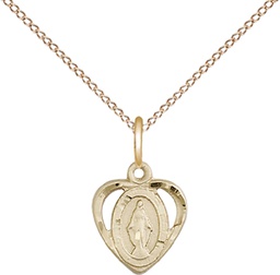 [5401GF/18GF] 14kt Gold Filled Miraculous Pendant on a 18 inch Gold Filled Light Curb chain