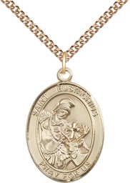 [7356GF/24GF] 14kt Gold Filled Saint Eustachius Pendant on a 24 inch Gold Filled Heavy Curb chain