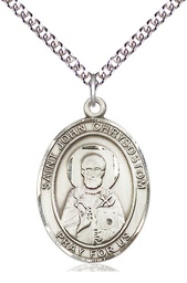 [7357SS/24SS] Sterling Silver Saint John Chrysostom Pendant on a 24 inch Sterling Silver Heavy Curb chain