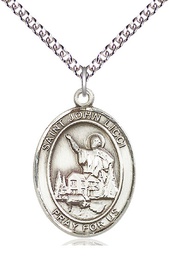 [7358SS/24SS] Sterling Silver Saint John Licci Pendant on a 24 inch Sterling Silver Heavy Curb chain