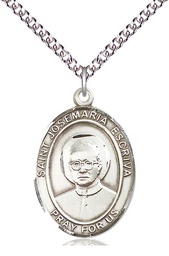 [7362SS/24SS] Sterling Silver Saint Josemaria Escriva Pendant on a 24 inch Sterling Silver Heavy Curb chain