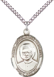 [7362SS/24SS] Sterling Silver Saint Josemaria Escriva Pendant on a 24 inch Sterling Silver Heavy Curb chain