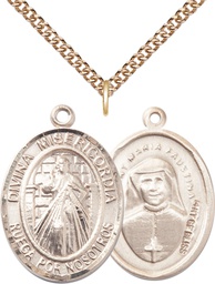 [7366SPGF/24GF] 14kt Gold Filled Divina Misericordia Pendant on a 24 inch Gold Filled Heavy Curb chain