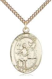 [7368GF/24GF] 14kt Gold Filled Saint Vitus Pendant on a 24 inch Gold Filled Heavy Curb chain