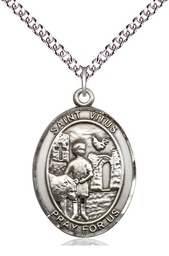 [7368SS/24SS] Sterling Silver Saint Vitus Pendant on a 24 inch Sterling Silver Heavy Curb chain