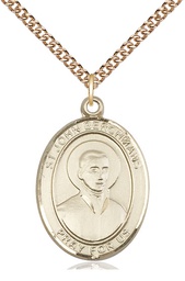 [7370GF/24GF] 14kt Gold Filled Saint John Berchmans Pendant on a 24 inch Gold Filled Heavy Curb chain