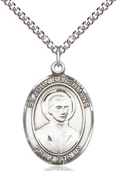 [7370SS/24SS] Sterling Silver Saint John Berchmans Pendant on a 24 inch Sterling Silver Heavy Curb chain