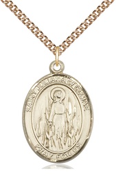 [7372GF/24GF] 14kt Gold Filled Saint Juliana Pendant on a 24 inch Gold Filled Heavy Curb chain