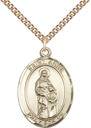 [7374GF/24GF] 14kt Gold Filled Saint Anne Pendant on a 24 inch Gold Filled Heavy Curb chain