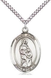[7374SS/24SS] Sterling Silver Saint Anne Pendant on a 24 inch Sterling Silver Heavy Curb chain