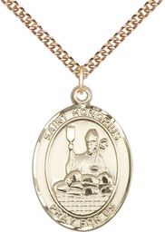 [7376GF/24GF] 14kt Gold Filled Saint Honorius Pendant on a 24 inch Gold Filled Heavy Curb chain