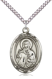 [7379SS/24SS] Sterling Silver Saint Marina Pendant on a 24 inch Sterling Silver Heavy Curb chain