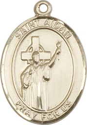 [7381GF] 14kt Gold Filled Saint Aidan of Lindesfarne Medal
