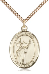 [7381GF/24GF] 14kt Gold Filled Saint Aidan of Lindesfarne Pendant on a 24 inch Gold Filled Heavy Curb chain