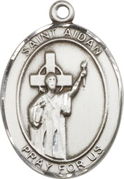 [7381SS] Sterling Silver Saint Aidan of Lindesfarne Medal