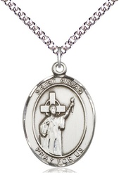 [7381SS/24SS] Sterling Silver Saint Aidan of Lindesfarne Pendant on a 24 inch Sterling Silver Heavy Curb chain