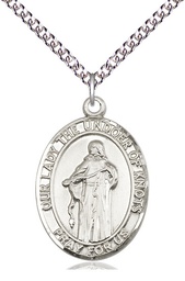 [7383SS/24SS] Sterling Silver Our Lady of Knots Pendant on a 24 inch Sterling Silver Heavy Curb chain