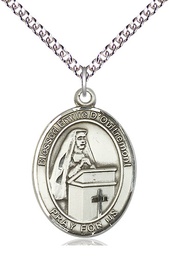 [7390SS/24SS] Sterling Silver Blessed Emilee Doultremont Pendant on a 24 inch Sterling Silver Heavy Curb chain
