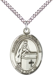 [7390SS/24SS] Sterling Silver Blessed Emilee Doultremont Pendant on a 24 inch Sterling Silver Heavy Curb chain