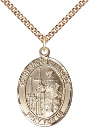 [7392GF/24GF] 14kt Gold Filled Saint Jacob of Nisibis Pendant on a 24 inch Gold Filled Heavy Curb chain
