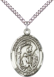 [7394SS/24SS] Sterling Silver Paul the Hermit Pendant on a 24 inch Sterling Silver Heavy Curb chain