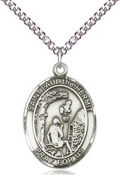 [7394SS/24SS] Sterling Silver Paul the Hermit Pendant on a 24 inch Sterling Silver Heavy Curb chain