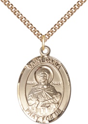 [7396GF/24GF] 14kt Gold Filled Saint Daria Pendant on a 24 inch Gold Filled Heavy Curb chain