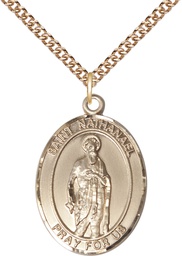 [7398GF/24GF] 14kt Gold Filled Saint Nathanael Pendant on a 24 inch Gold Filled Heavy Curb chain