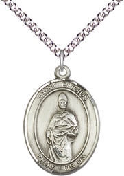 [7402SS/24SS] Sterling Silver Saint Eligius Pendant on a 24 inch Sterling Silver Heavy Curb chain