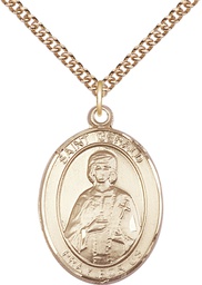 [7404GF/24GF] 14kt Gold Filled Saint Gerald Pendant on a 24 inch Gold Filled Heavy Curb chain