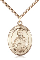 [7404GF/24GF] 14kt Gold Filled Saint Gerald Pendant on a 24 inch Gold Filled Heavy Curb chain