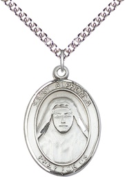[7406SS/24SS] Sterling Silver Saint Alphonsa Pendant on a 24 inch Sterling Silver Heavy Curb chain