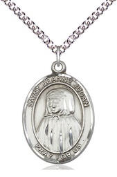 [7409SS/24SS] Sterling Silver Saint Jeanne Jugan Pendant on a 24 inch Sterling Silver Heavy Curb chain