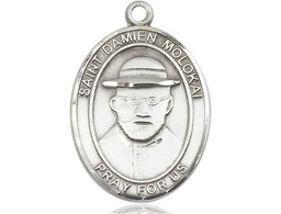 [7412SS] Sterling Silver Saint Damien of Molokai Medal