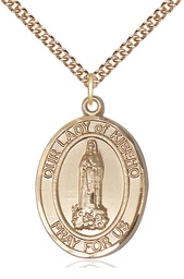 [7414GF/24GF] 14kt Gold Filled Our Lady of Kibeho Pendant on a 24 inch Gold Filled Heavy Curb chain