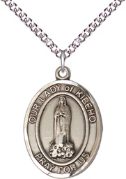 [7414SS/24SS] Sterling Silver Our Lady of Kibeho Pendant on a 24 inch Sterling Silver Heavy Curb chain