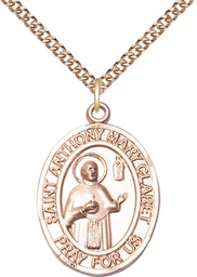 [7416GF/24GF] 14kt Gold Filled Saint Anthony Mary Claret Pendant on a 24 inch Gold Filled Heavy Curb chain