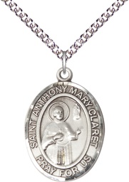 [7416SS/24SS] Sterling Silver Saint Anthony Mary Claret Pendant on a 24 inch Sterling Silver Heavy Curb chain