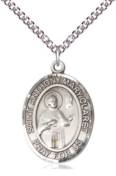 [7416SS/24SS] Sterling Silver Saint Anthony Mary Claret Pendant on a 24 inch Sterling Silver Heavy Curb chain