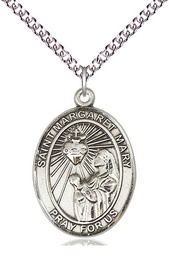 [7420SS/24SS] Sterling Silver Saint Margaret Mary Alacoque Pendant on a 24 inch Sterling Silver Heavy Curb chain