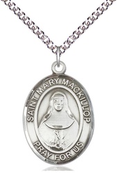 [7425SS/24SS] Sterling Silver Saint Mary Mackillop Pendant on a 24 inch Sterling Silver Heavy Curb chain