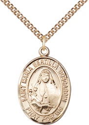 [7428GF/24GF] 14kt Gold Filled Saint Maria Bertilla Boscardin Pendant on a 24 inch Gold Filled Heavy Curb chain