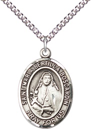 [7428SS/24SS] Sterling Silver Saint Maria Bertilla Boscardin Pendant on a 24 inch Sterling Silver Heavy Curb chain