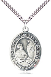 [7429SS/24SS] Sterling Silver Saint Mary Magdalene of Canossa Pendant on a 24 inch Sterling Silver Heavy Curb chain