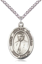 [7430SS/24SS] Sterling Silver Saint Joseph Marello Pendant on a 24 inch Sterling Silver Heavy Curb chain