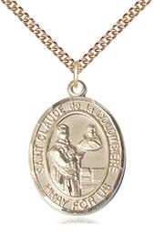 [7432GF/24GF] 14kt Gold Filled Saint Claude de la Colombiere Pendant on a 24 inch Gold Filled Heavy Curb chain