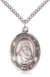 [7434SS/24SS] Sterling Silver Saint Jadwiga of Poland Pendant on a 24 inch Sterling Silver Heavy Curb chain