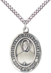 [7437SS/24SS] Sterling Silver Blessed Emilie Tavernier Gamelin Pendant on a 24 inch Sterling Silver Heavy Curb chain