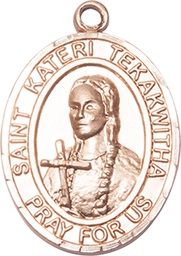 [7438GF] 14kt Gold Filled Saint Kateri Tekakwitha Medal